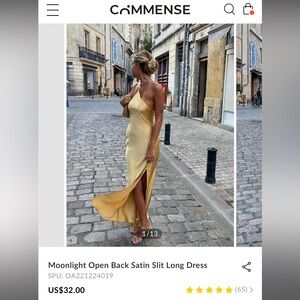 Commense yellow silky dress